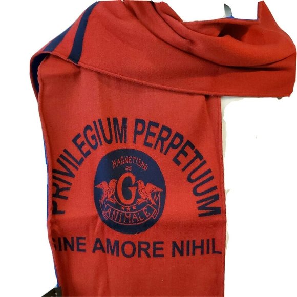 GUCCI Scarf Red blue Printed Wool Perpetuum Long - Picture 3 of 5